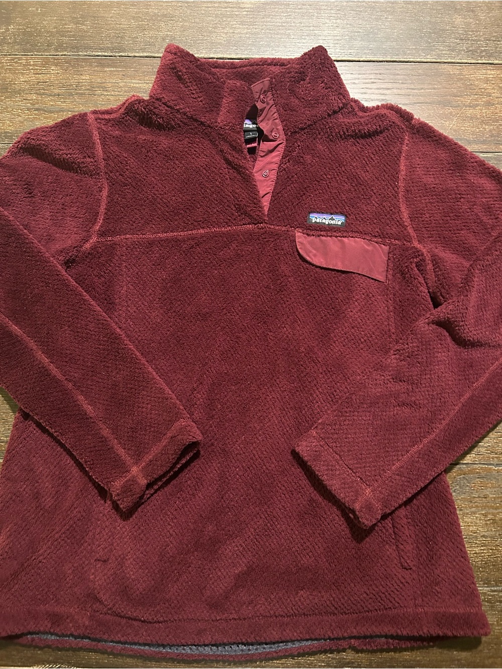 Patagonia Burgundy Sherpa Fleece Button-Up Pullover